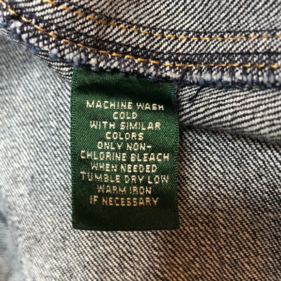Vintage Lauren Jean Ralph Lauren Denim Jean Jacket Gold Buttons Dark Wash Medium - Picture 8 of 12